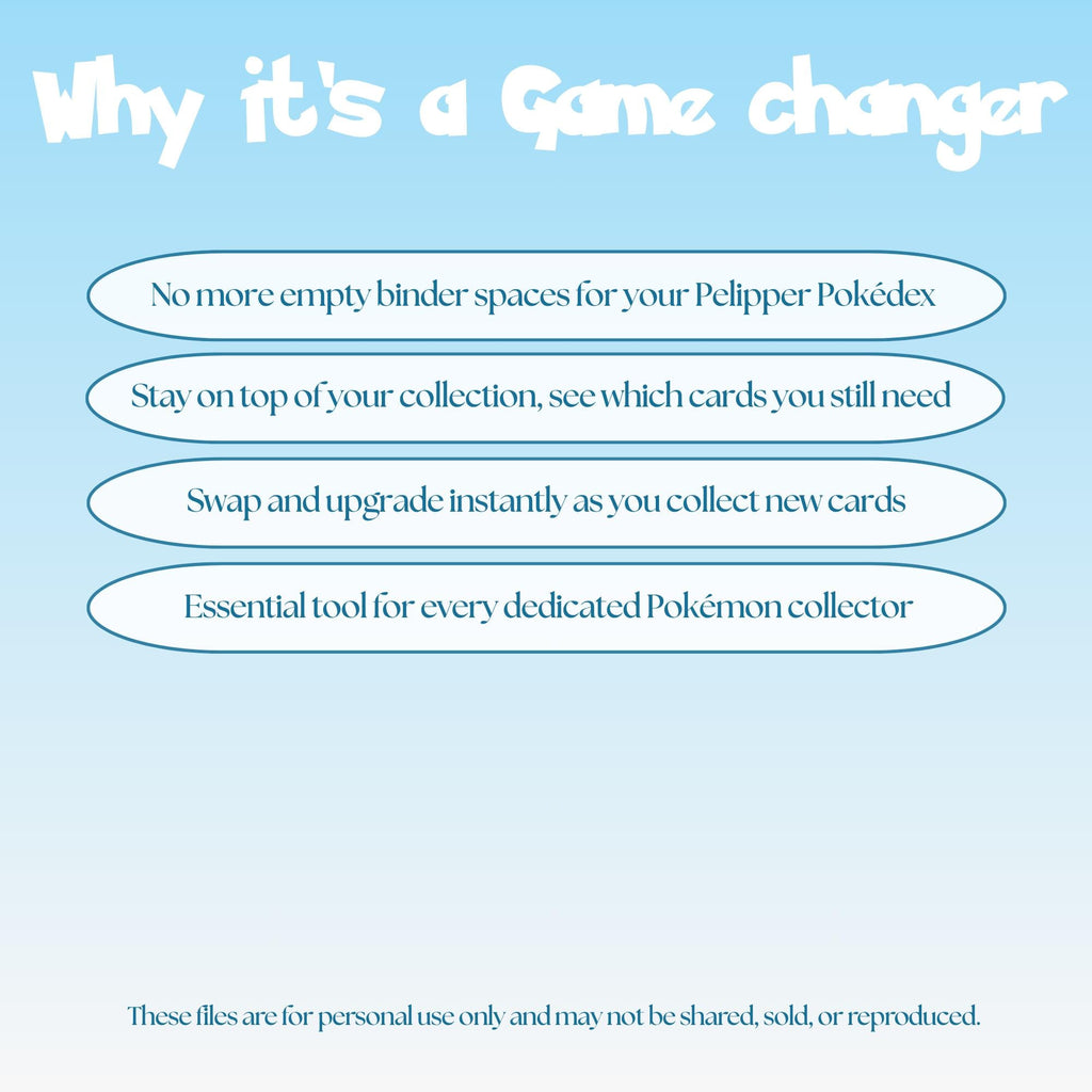 Pelipper set checklist highlighting the benefits of tracking and upgrading your Pokémon card collection.