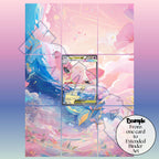 Soft pastel Clefairy dreamy extended binder art around a Pokémon full art card