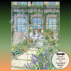 Green garden window scene extended across a Charmander Pokémon card binder page