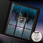 Dark enchanted forest extended binder art surrounding a Xerneas Pokémon full art card