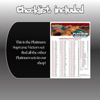 Example of the checklist that’s included to see which cards are all in the Supreme Victors set from the Platinum Series.