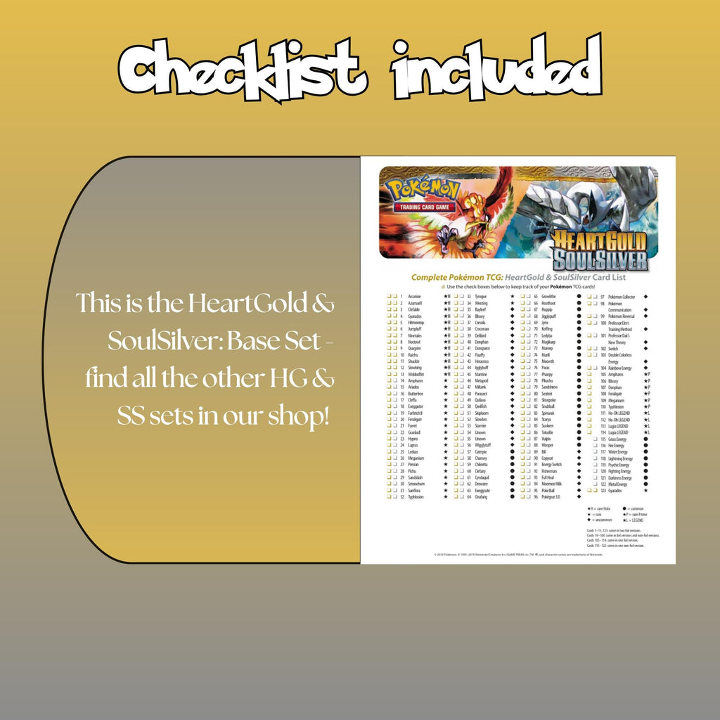 Example of the checklist that’s included to see which cards are all in the HeartGold & SoulSilver set from the HeartGold & SoulSilver Series.