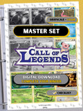 HeartGold & SoulSilver: Call of Legends master set binder page showing grayscale and color Pokémon cards, designed as a digital download with checklist to complete a collector’s binder.