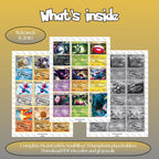 Triumphant master set overview showing the included Pokémon cards to print and a full color checklist for the Platinum binder.