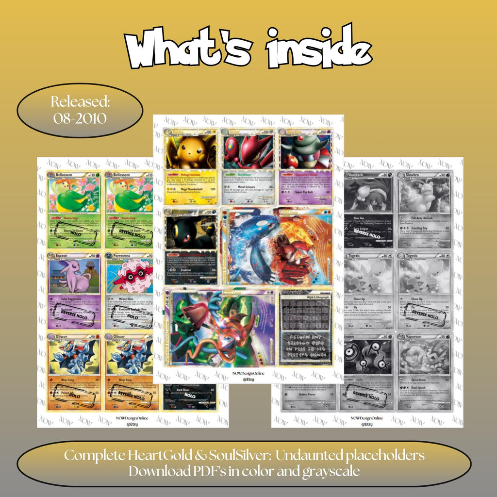 Undaunted master set overview showing the included Pokémon cards to print and a full color checklist for the Platinum binder.