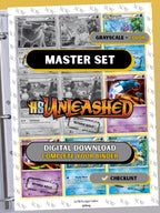 HeartGold & SoulSilver: Unleashed master set binder page showing grayscale and color Pokémon cards, designed as a digital download with checklist to complete a collector’s binder.