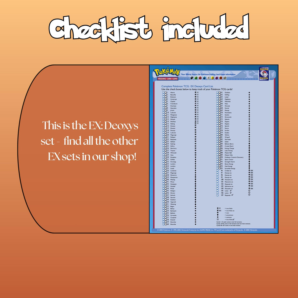 Example of the checklist that’s included to see which cards are all in the Deoxys set from the EX Series.