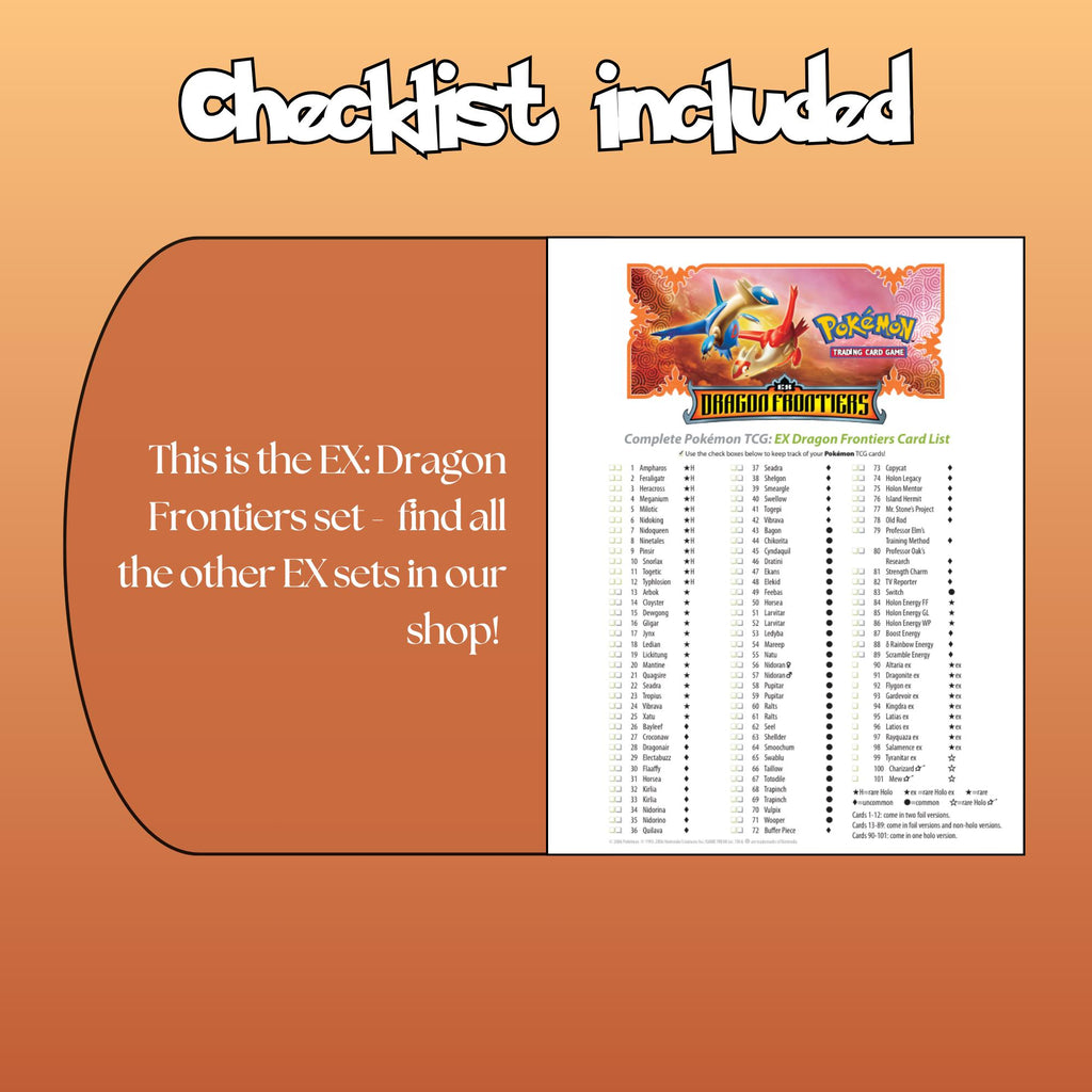 Example of the checklist that’s included to see which cards are all in the Dragon Frontiers set from the EX Series.
