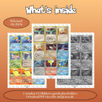 Hidden Legends master set overview showing the included Pokémon cards to print and a full color checklist for the EX binder.