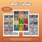 Holon Phantoms master set overview showing the included Pokémon cards to print and a full color checklist for the EX binder.