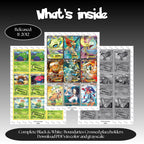 Boundaries Crossed master set overview showing the included Pokémon cards to print and a full color checklist for the Black & White binder.