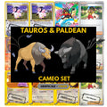Tauros & Paldean Tauros Cameo binder pages set showing grayscale and color Pokémon cards, designed as a digital download to complete a collector’s binder.