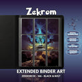 Extended binder art cover featuring Zekrom Card in a 3×3 binder layout, with framed artwork accents and digital download labels.