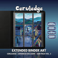 Extended binder art cover featuring Ceruledge Card in a 3×3 binder layout, with framed artwork accents and digital download labels.