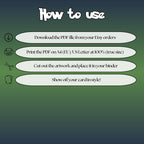 How to use instructions for printable Umbreon extended binder art, showing steps for downloading, printing, cutting and inserting the artwork to your binder.