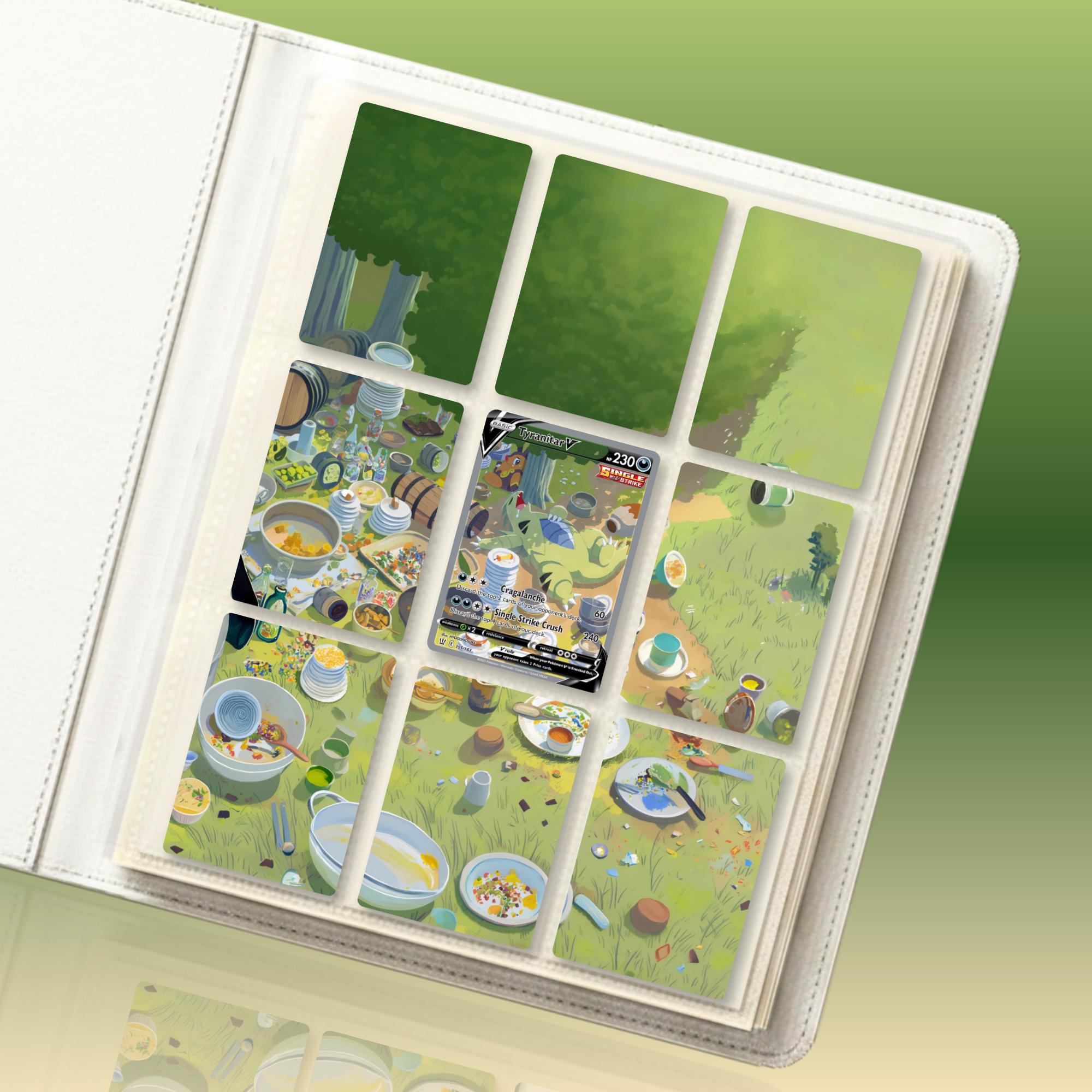 Tyranitar extended binder artwork displayed in a 9 pocket Pokémon binder.