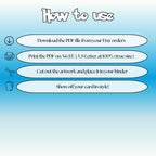 How to use instructions for printable Piplup extended binder art, showing steps for downloading, printing, cutting and inserting the artwork to your binder.