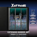 Extended binder art cover featuring Xerneas Card in a 3×3 binder layout, with framed artwork accents and digital download labels.