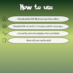 How to use instructions for printable Pikachu extended binder art, showing steps for downloading, printing, cutting and inserting the artwork to your binder.