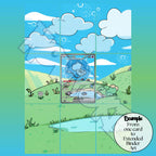 Bright blue sky and clouds Pokémon extended binder art across a Mew 9-slot page