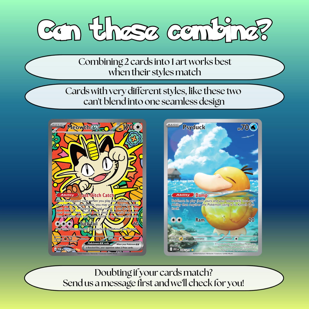 Infographic showing which Pokémon full art cards can be combined into one binder art