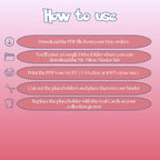 Mr Mime cards digital download instructions explaining how to print, cut, and place placeholders in a Pokémon binder.