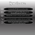 Supreme Victors digital download instructions explaining how to print, cut, and place placeholders in a Pokémon binder.