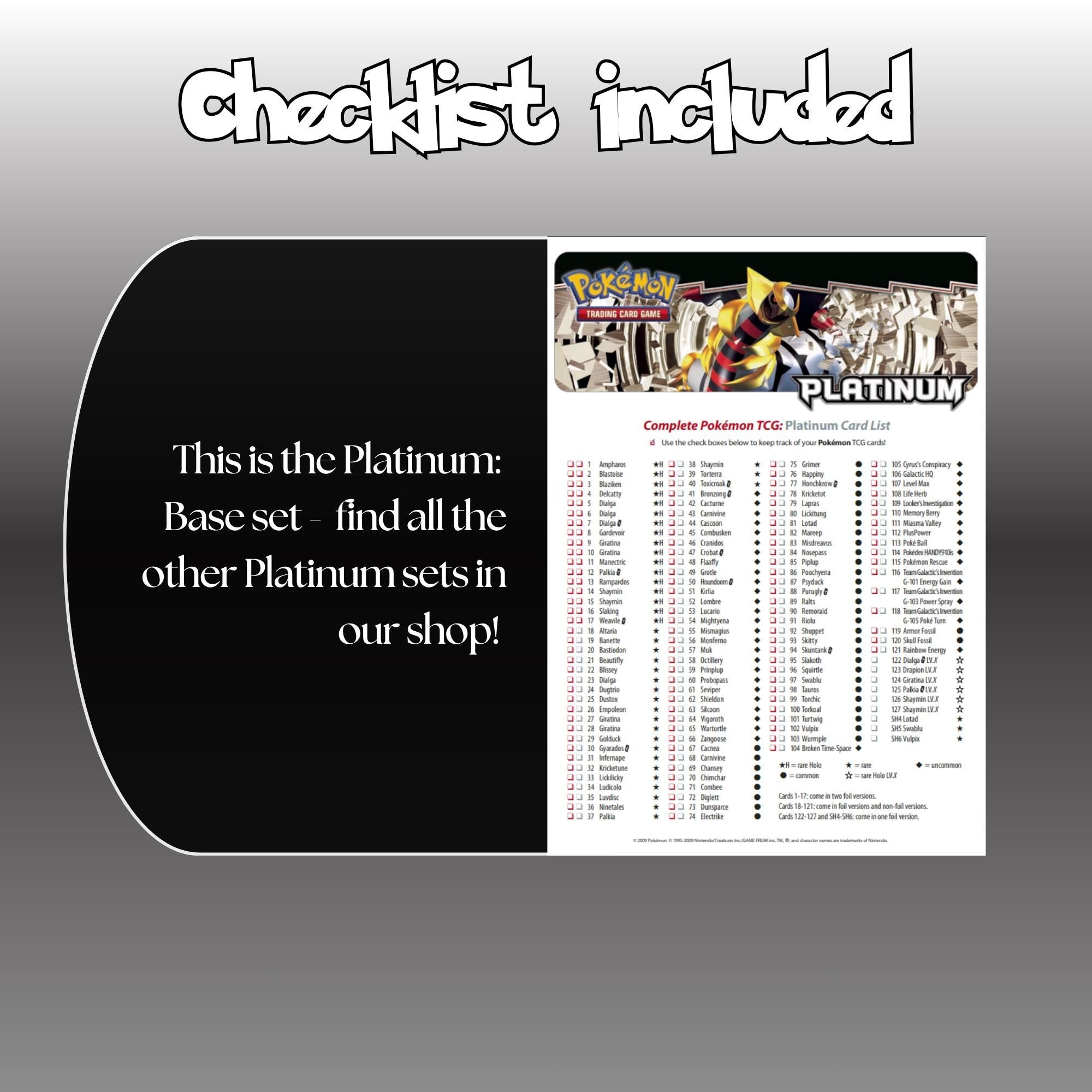 Example of the checklist that’s included to see which cards are all in the Platinum set from the Platinum Series.