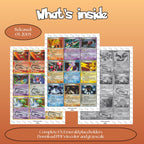 Emerald master set overview showing the included Pokémon cards to print and a full color checklist for the EX binder.