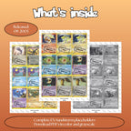 Sandstorm master set overview showing the included Pokémon cards to print and a full color checklist for the EX binder.