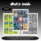 Plasma Freeze master set overview showing the included Pokémon cards to print and a full color checklist for the Black & White binder.