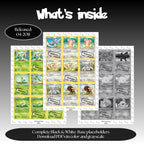 Black White Base master set overview showing the included Pokémon cards to print and a full color checklist for the Black & White binder.