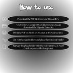 Majestic Dawn digital download instructions explaining how to print, cut, and place placeholders in a Pokémon binder.