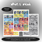 Secret Wonders master set overview showing the included Pokémon cards to print and a full color checklist for the Diamond & Pearl binder.