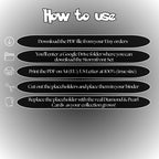Stormfront digital download instructions explaining how to print, cut, and place placeholders in a Pokémon binder.