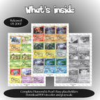 Diamond Pearl master set overview showing the included Pokémon cards to print and a full color checklist for the Diamond & Pearl binder.