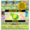 Budew binder pages set showing grayscale and color Pokémon cards, designed as a digital download to complete a collector’s binder.