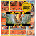 Pyroar binder pages set showing grayscale and color Pokémon cards, designed as a digital download to complete a collector’s binder.