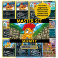 Scrafty binder pages set showing grayscale and color Pokémon cards, designed as a digital download to complete a collector’s binder.