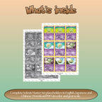 Solosis binder pages set overview showing the included Pokémon cards to print and cut for your binder sleeves.