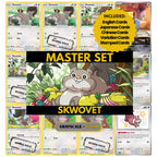 Skwovet binder pages set showing grayscale and color Pokémon cards, designed as a digital download to complete a collector’s binder.
