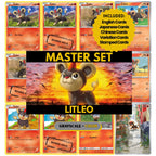 Litleo binder pages set showing grayscale and color Pokémon cards, designed as a digital download to complete a collector’s binder.