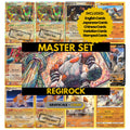 Regirock binder pages set showing grayscale and color Pokémon cards, designed as a digital download to complete a collector’s binder.