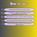 Seviper cards digital download instructions explaining how to print, cut, and place placeholders in a Pokémon binder.