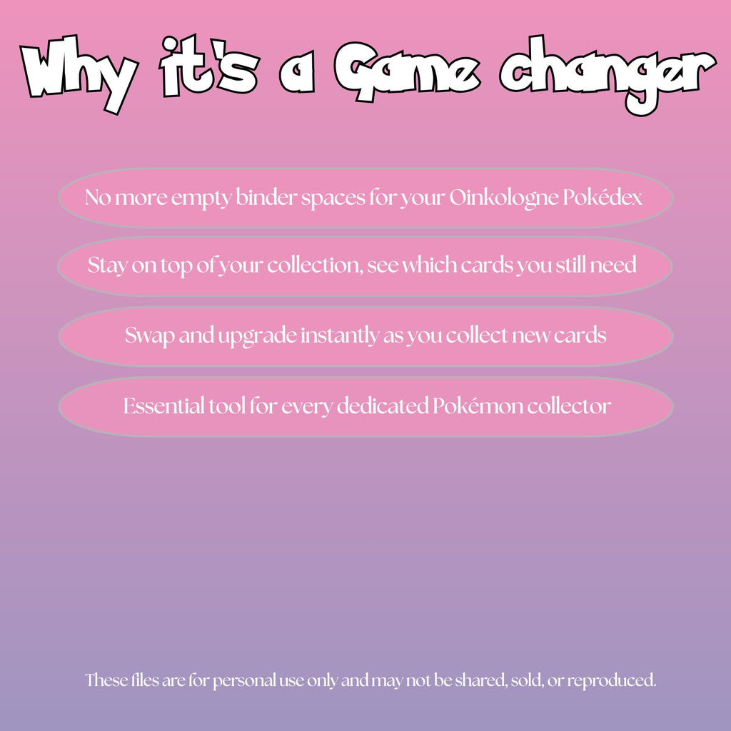 Oinkologne set checklist highlighting the benefits of tracking and upgrading your Pokémon card collection.