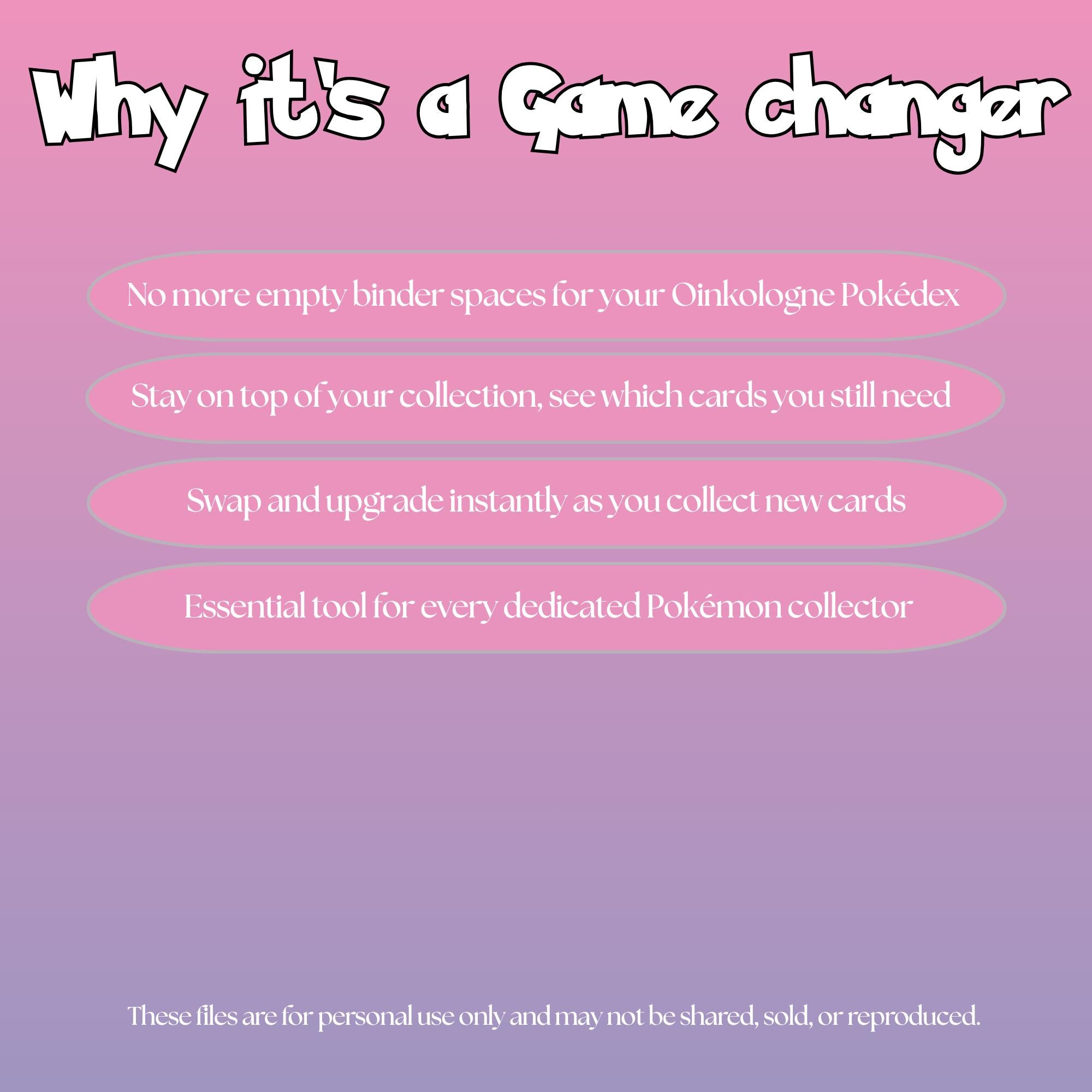 Oinkologne set checklist highlighting the benefits of tracking and upgrading your Pokémon card collection.