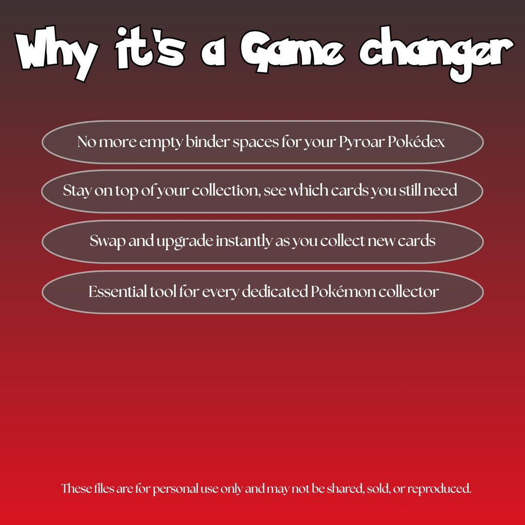 Pyroar set checklist highlighting the benefits of tracking and upgrading your Pokémon card collection.