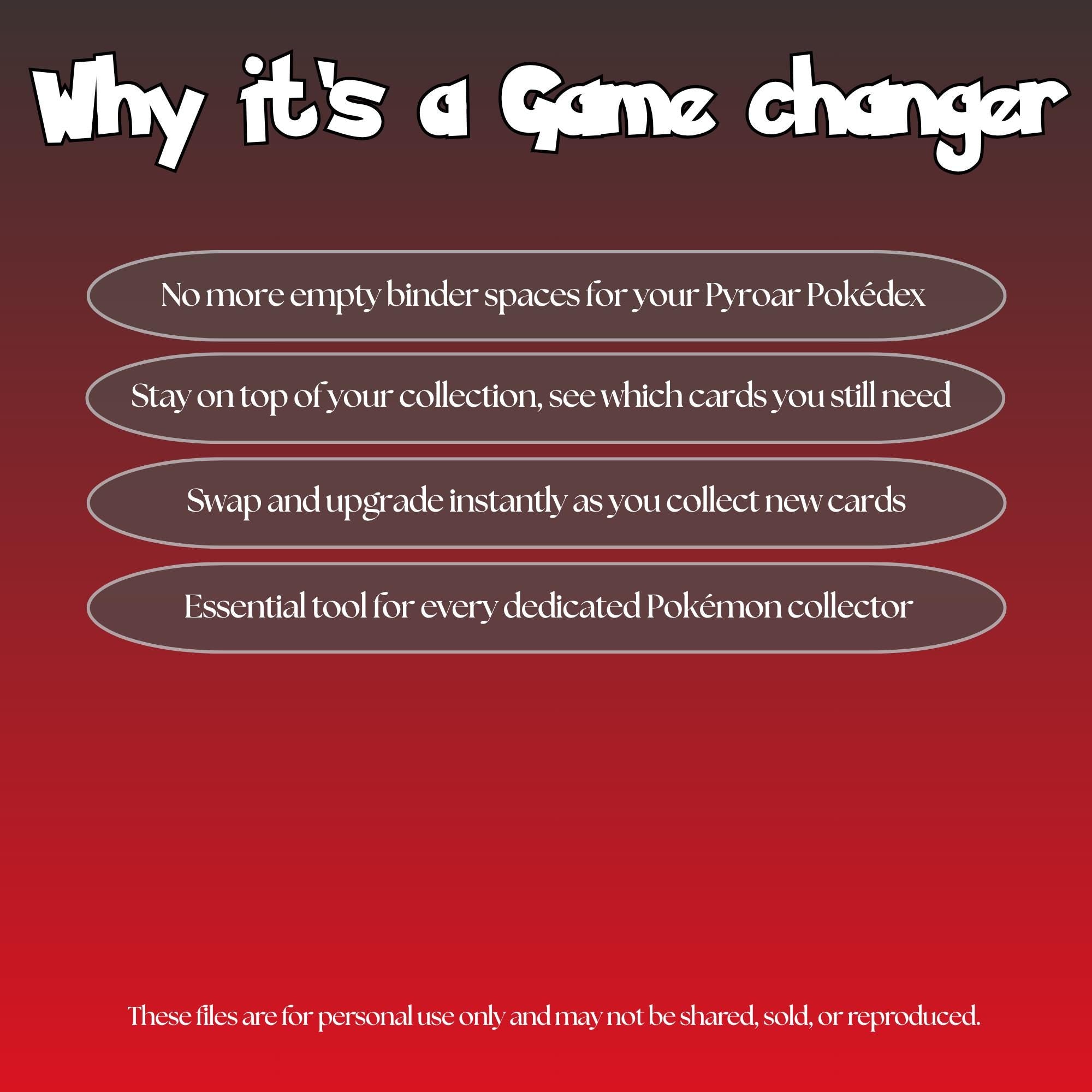 Pyroar set checklist highlighting the benefits of tracking and upgrading your Pokémon card collection.
