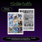 Pitch Black master set overview showing the included Pokémon cards to print and a full color checklist for the Pitch Black binder.