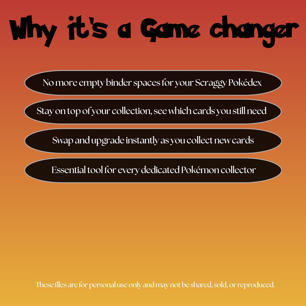 Scraggy set checklist highlighting the benefits of tracking and upgrading your Pokémon card collection.